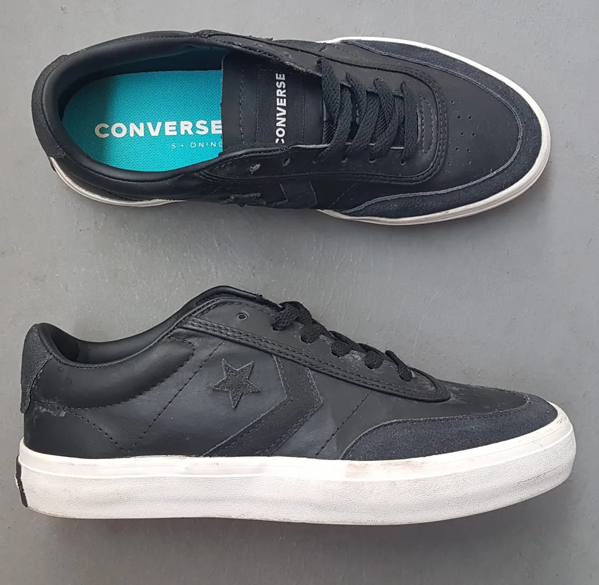 CONVERSE Converse Courtlandt Leather Suede Sneakers, US 7, UK 6, EUR 40, CM 25, Cool Black & White Shoes, Cosmopolitan, Iconic Star Chevron Logo, Classic Low-Profile Silhouette, Sophistication, Streetwise, Pop Culture, Hip Hop, Rock Star, Cult Street Fashion - Photo 6
