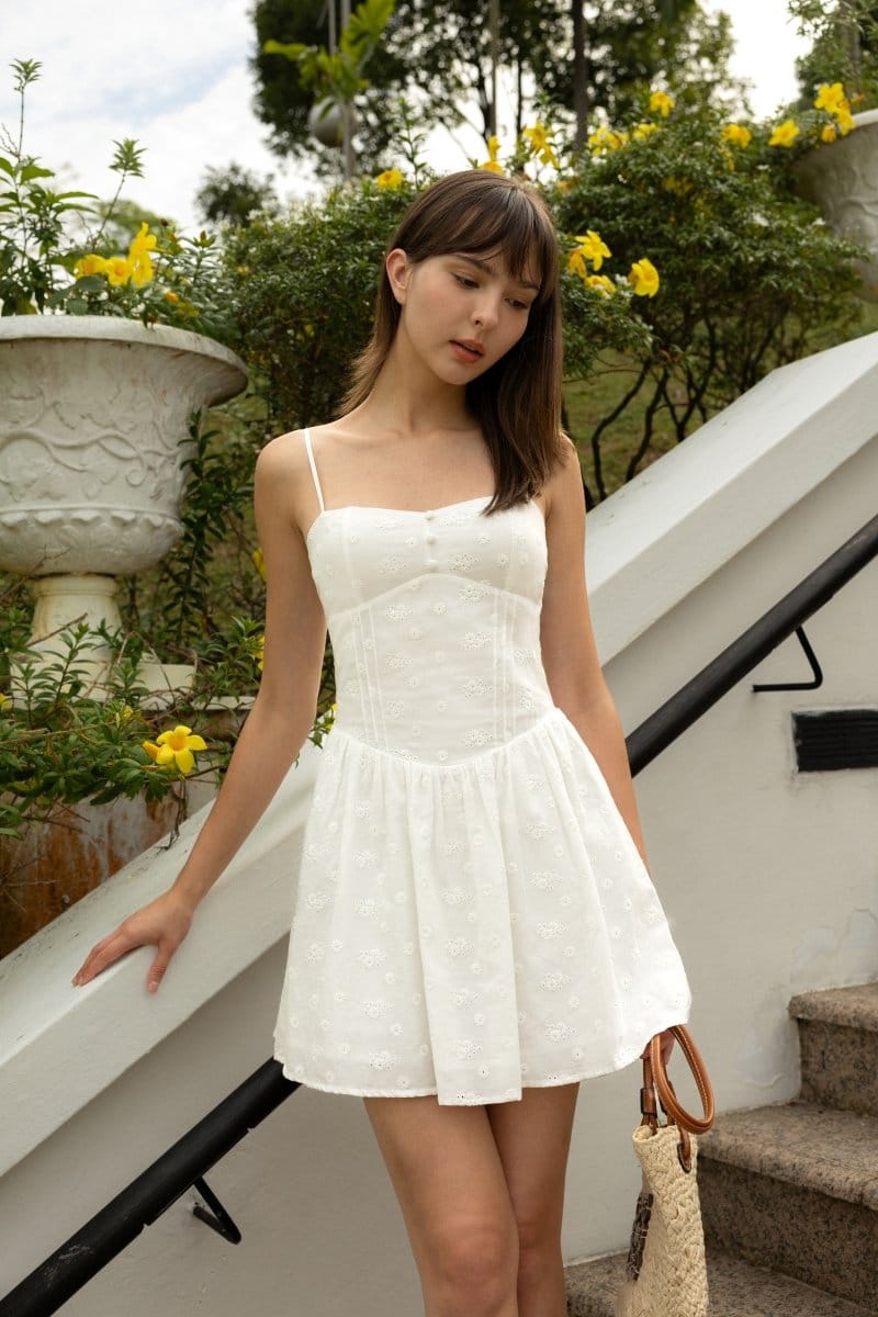 Lovet Jerica Padded Sweetheart Eyelet Skorts Dress