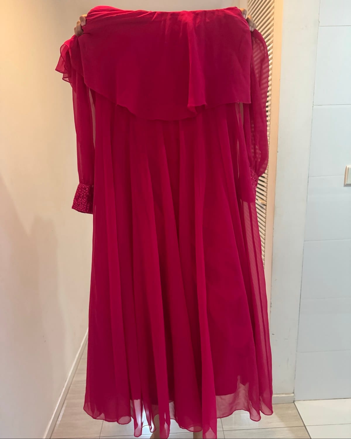 Fuschia Pink  Flowy Gown