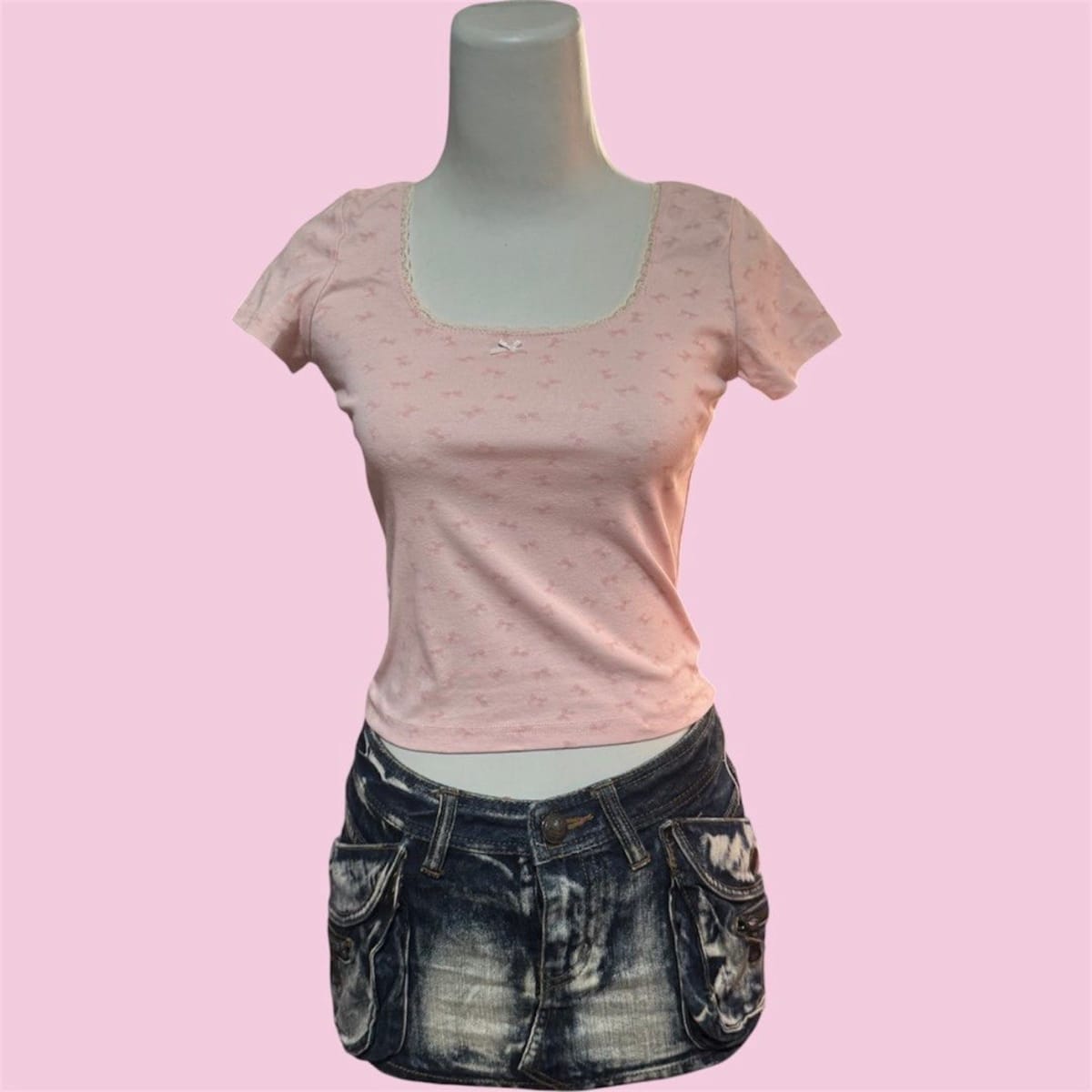 Coquette Cottagecore Pink Bow Top 🩷