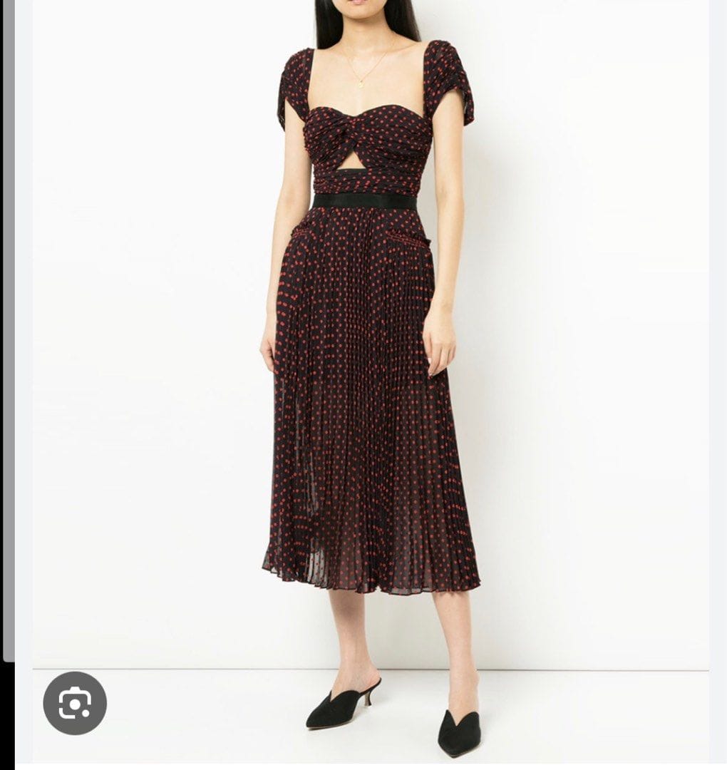 Chic Polka Dot Midi Dress with Cutout