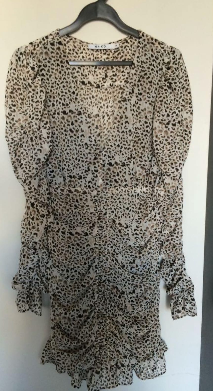 NA-KD Leopard Print Ruffle Dress - Designer Na-KD leopard print ruffled dress