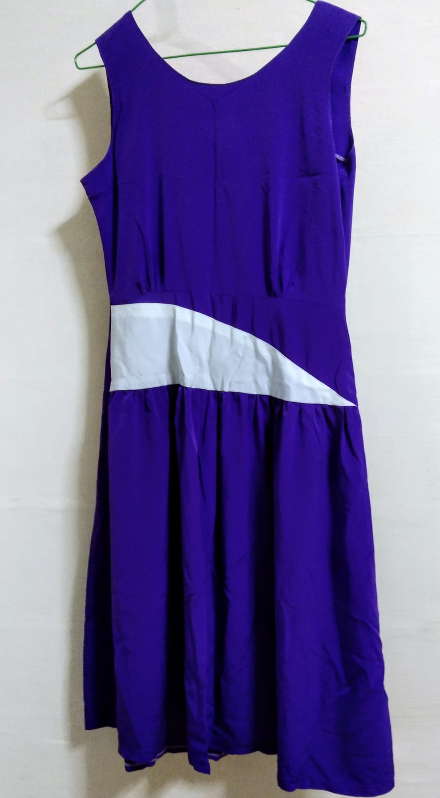 Bold Purple Midi Dress with White Accent
