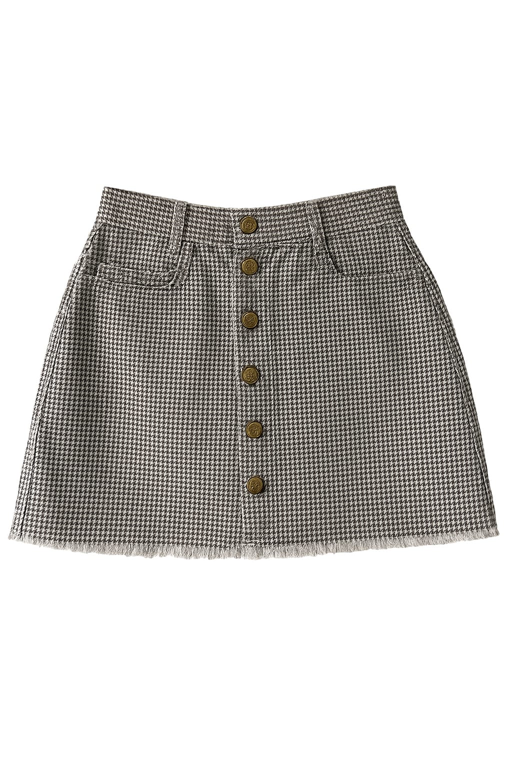 ZARA Black and White Houndstooth Denim Mini Skirt (M)