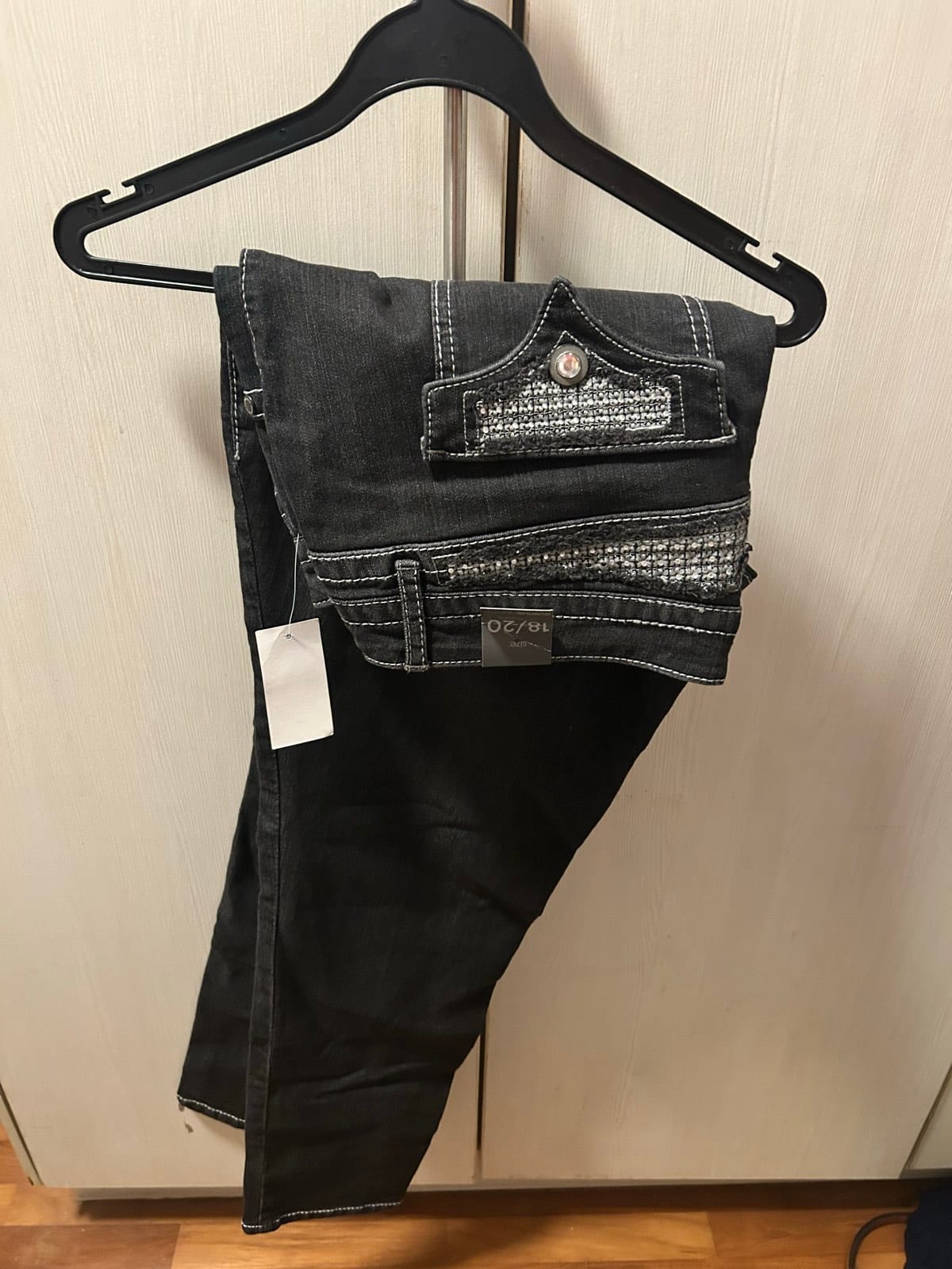 Dark Wash Avenue Denim with Rhinestone Trim