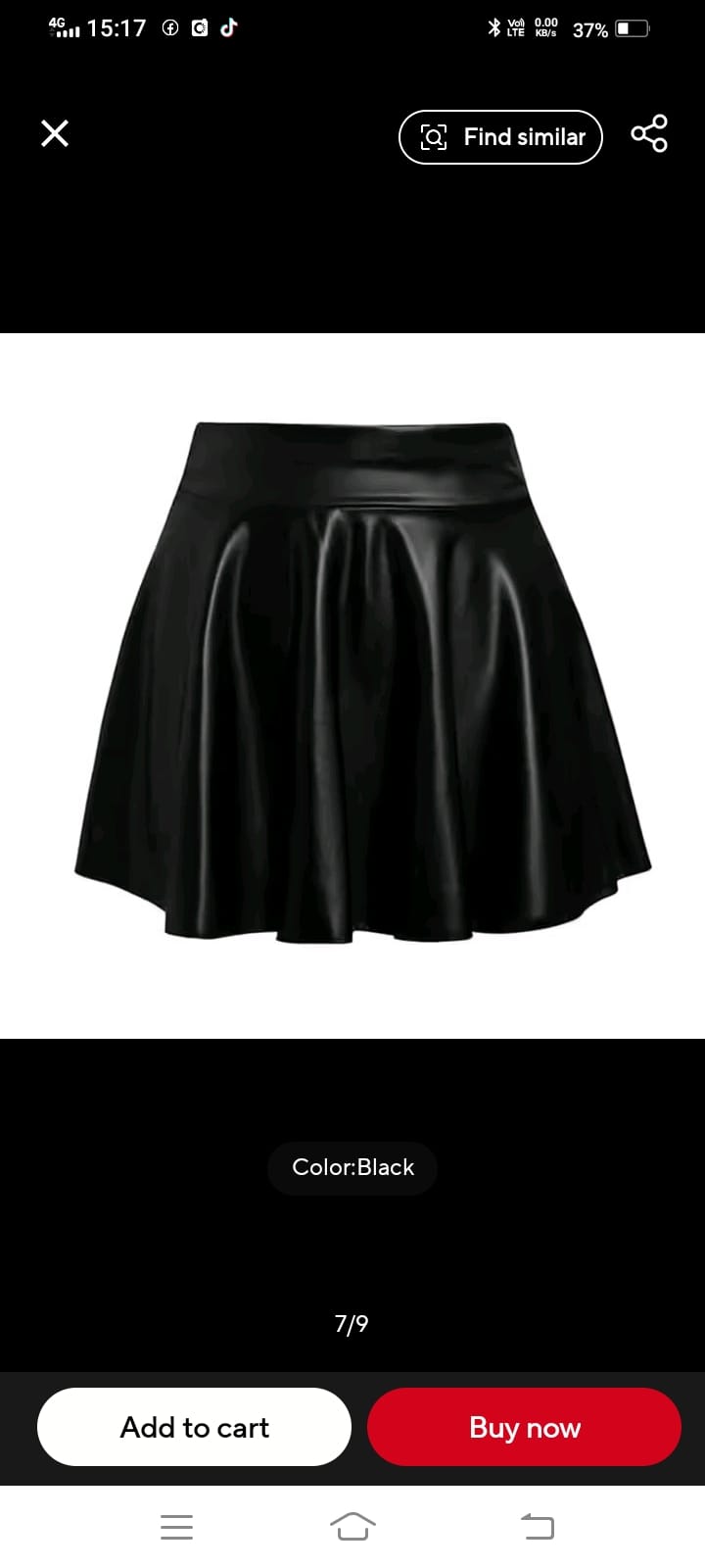 Black Faux Leather Skater Skirt