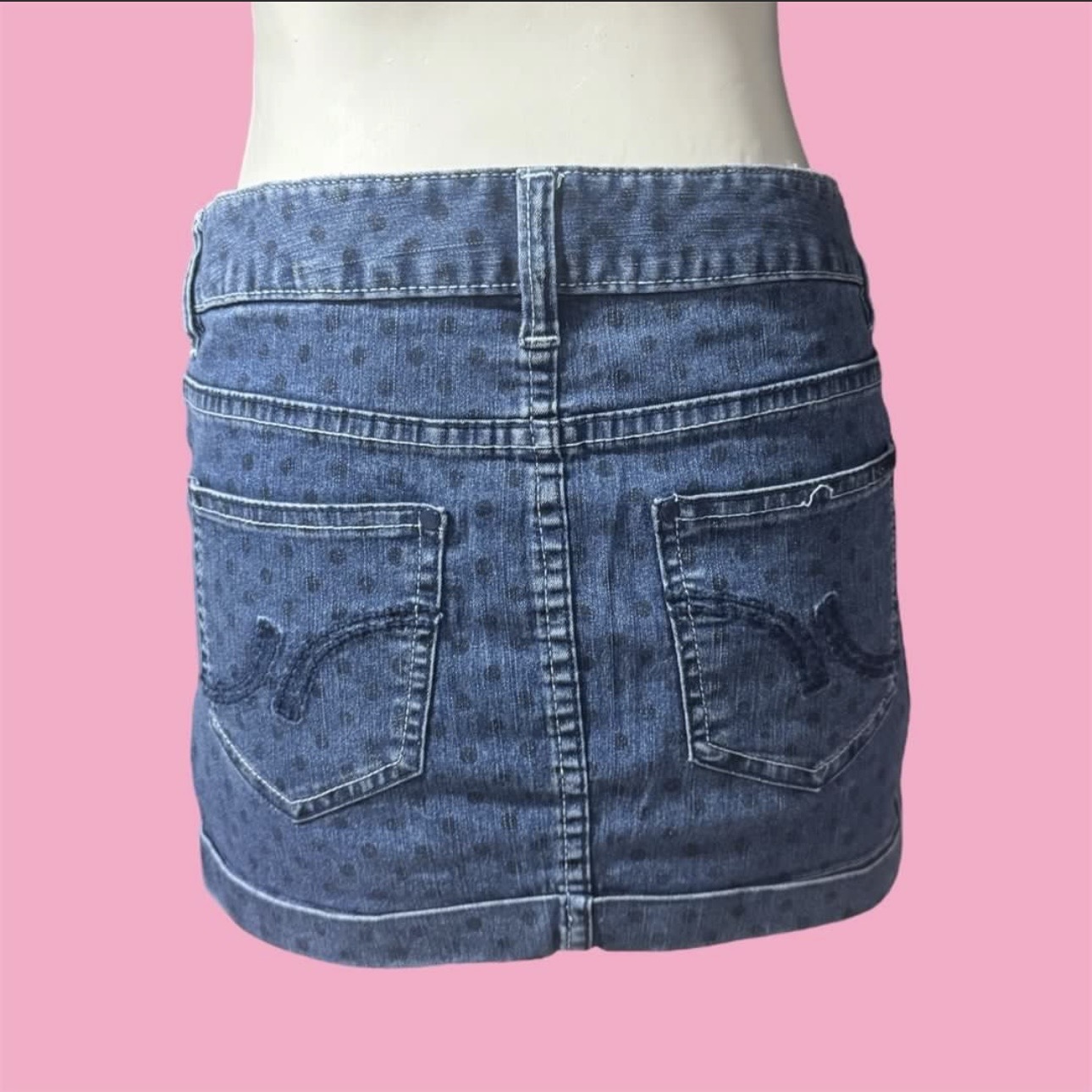 vero moda y2k denim polkadot mini skirt - Photo 2