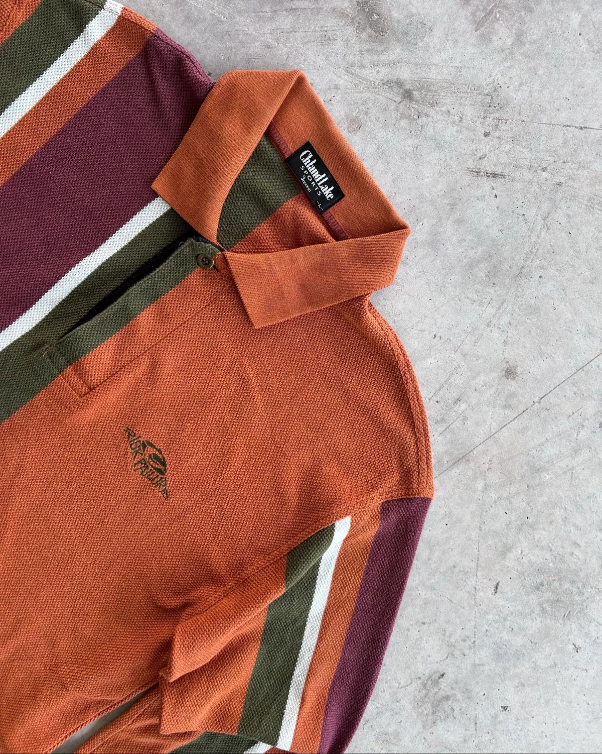 ChlandLake Retro Striped Long Sleeve Polo Shirt - Photo 3