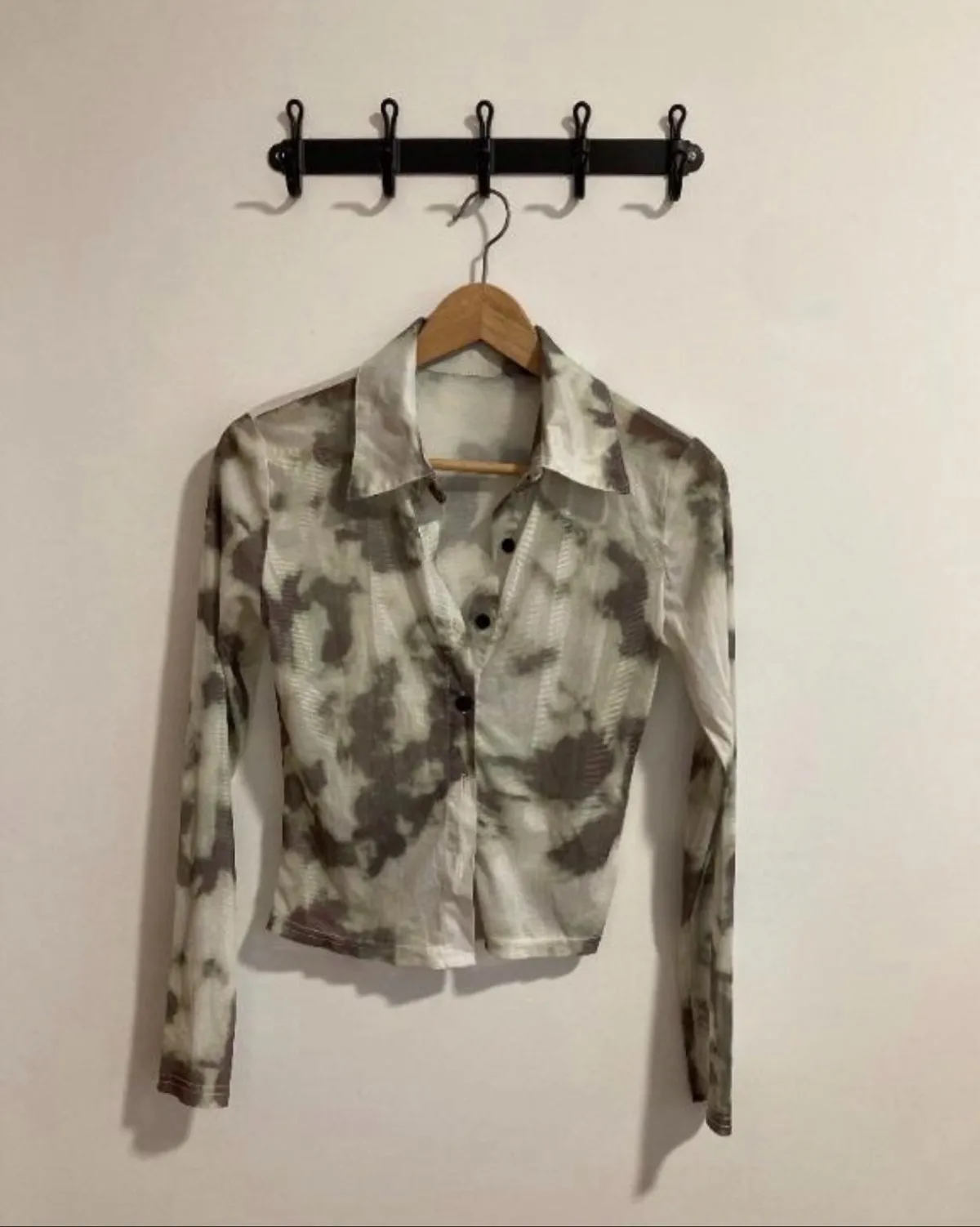 Chic Tie-Dye Sheer Button-Up Long Sleeve Shirt - Photo 4