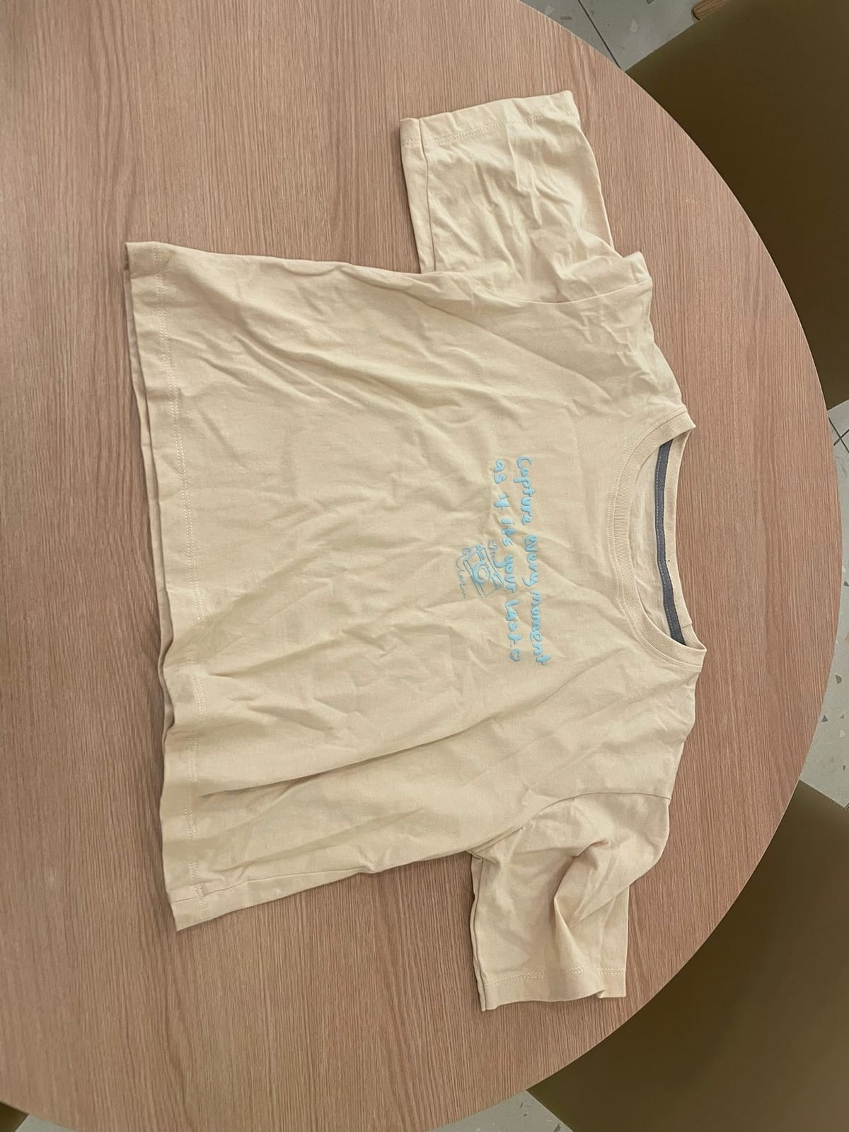 Beige Graphic Cropped Tee