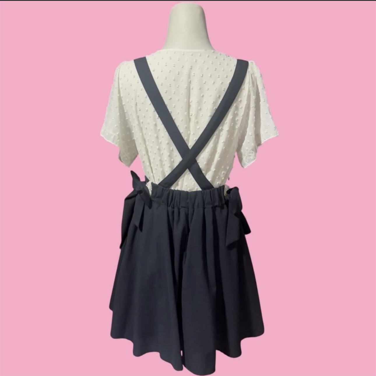 jfashion jirai kei navy blue pinafore suspender skirt - Photo 3