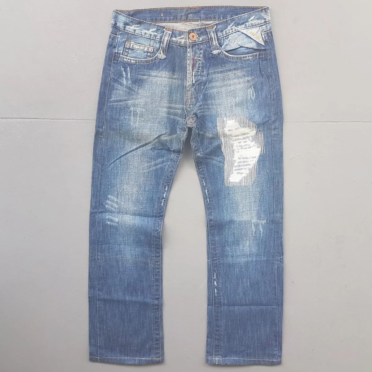 REPLAY, ITALY Retro REPLAY Denim Jeans, ITALY, Exquisite REPLAY Bootcut Jeans, Size 30, Cool Flare Bottoms, Cosmopolitan, ITALIAN Designer Wear, Distressed Model, Sophistication, Nostalgic Appeal, Vintage Pants, Timeless Classic, Luxury Living, Cult Street Fashion