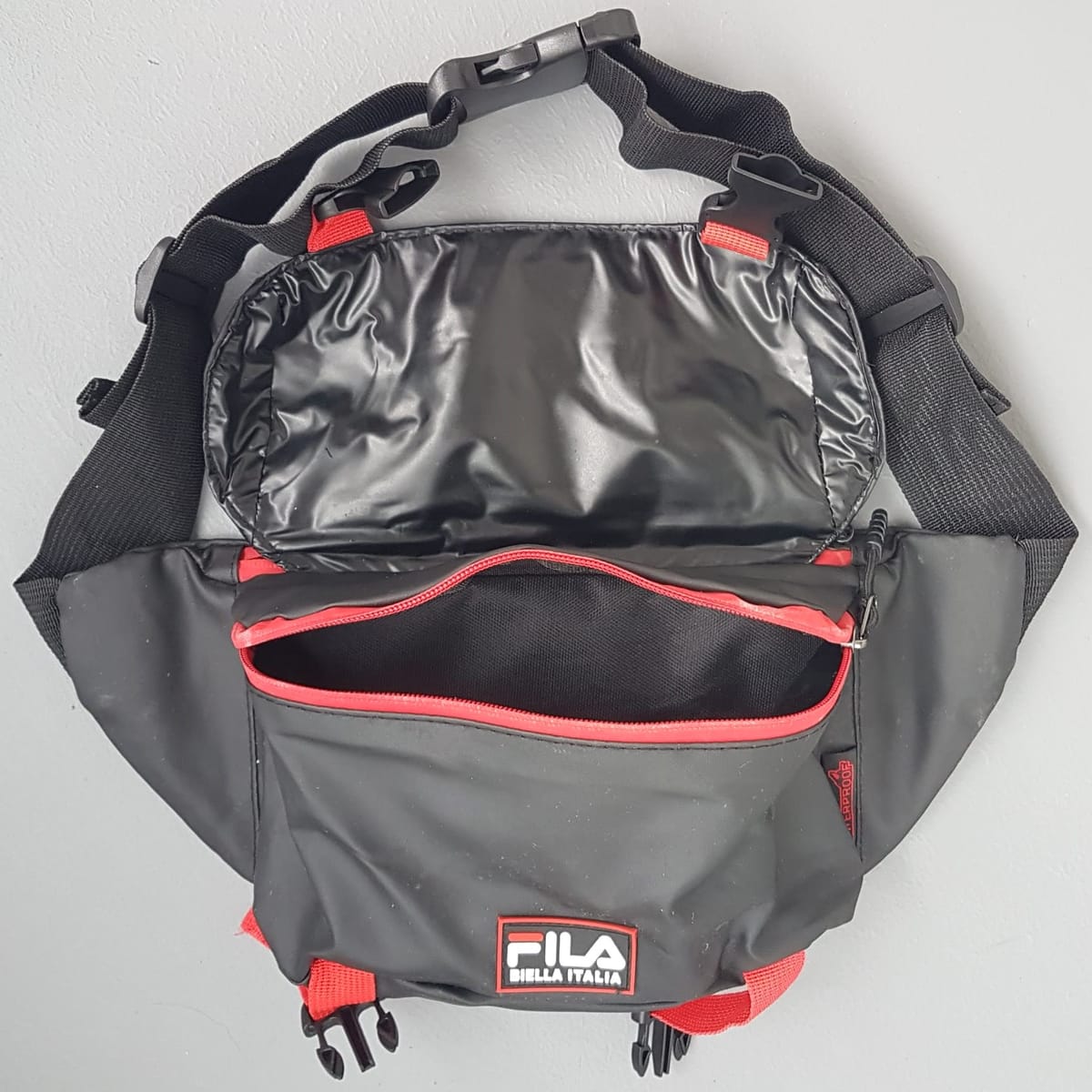 FILA Original FILA Waist Pouch, BIELLA ITALIA Model, Cool Fanny Pack, Cosmopolitan, Black with Red Accents, Waterproof Belt Bag, Cross-Body Bag, Clutch, Satchel, Intricate Design, Sophistication, Luxury Living, Pop Culture, Cult Street Fashion, Timeless Appeal - Photo 8