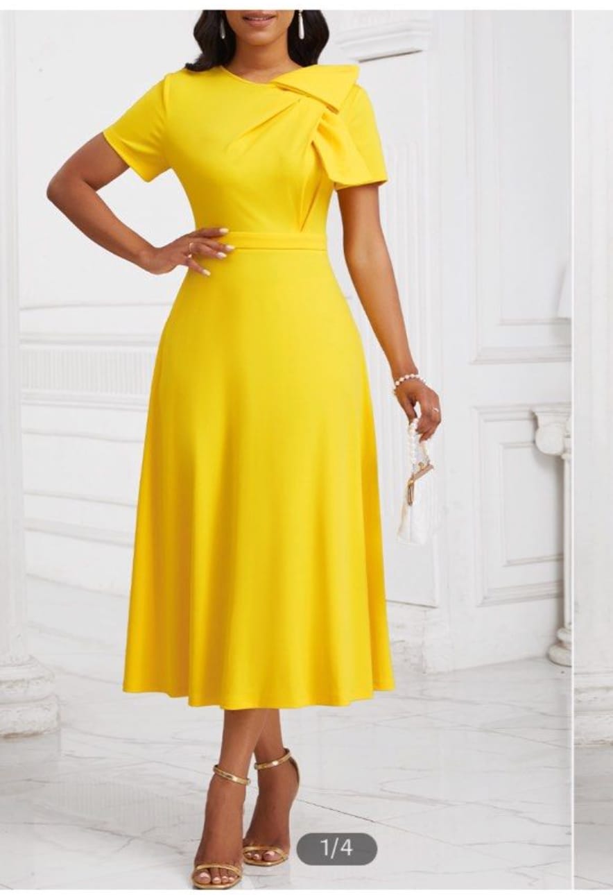 Chic Yellow Midi Dress