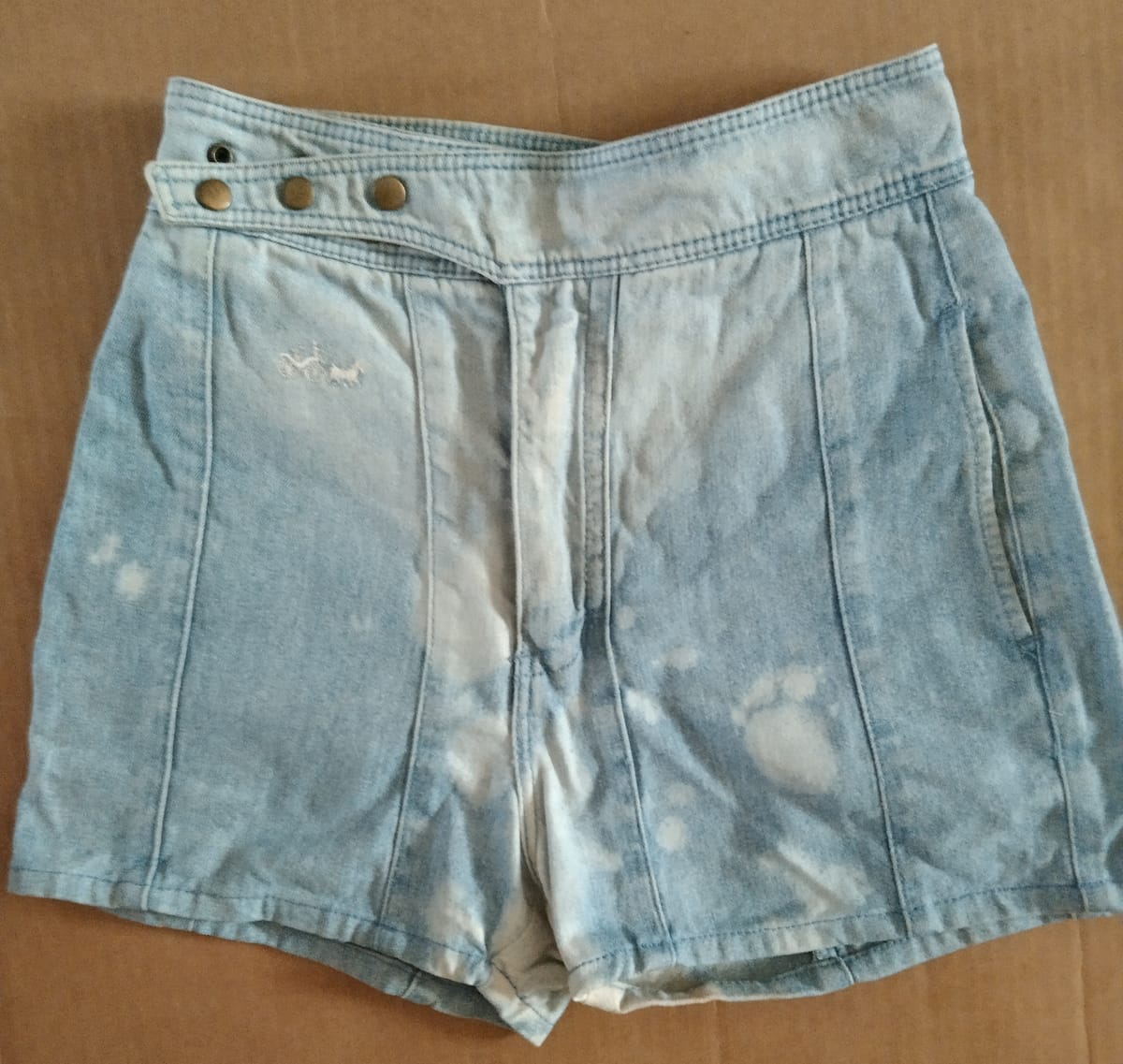 Bleached High-Waisted Denim Shorts