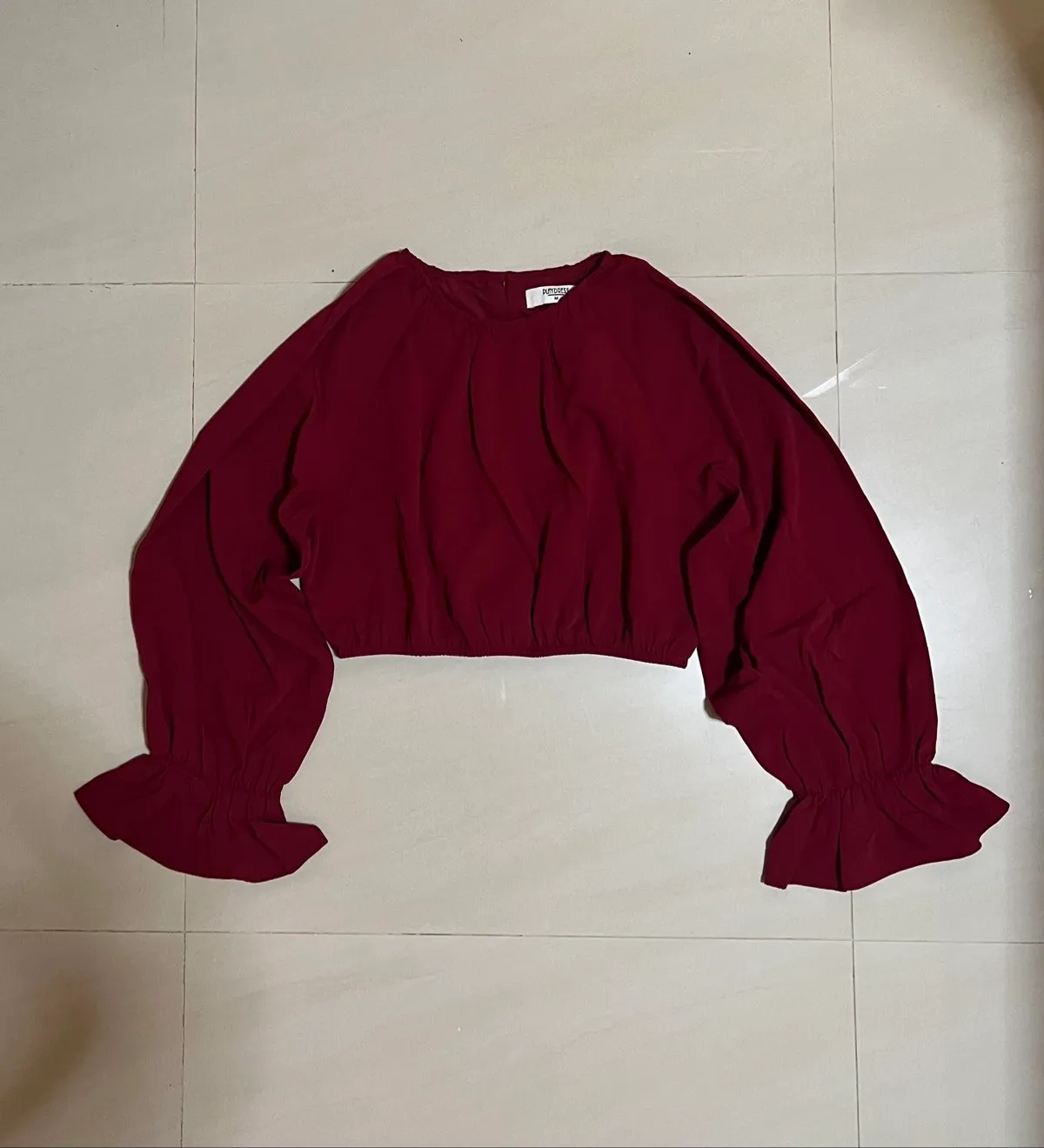 Playdress Trendy Burgundy Puff Sleeve Top