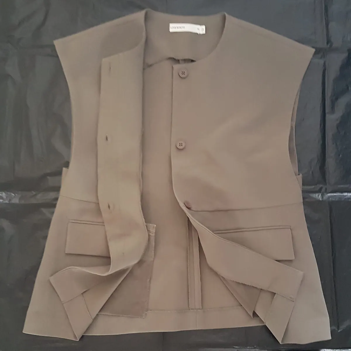Love, Bonito Love, Bonito RIYO Twill Round Neck Boxy Vest, Size XS, Round Neckline, Straight Boxy Silhouette, Functional front flap Pockets, Structured Twill Fabric, Cosmopolitan, Cool Designer Fashion, Adjustable Back Waist Tab, Timeless Appeal, Urban Style - Photo 5