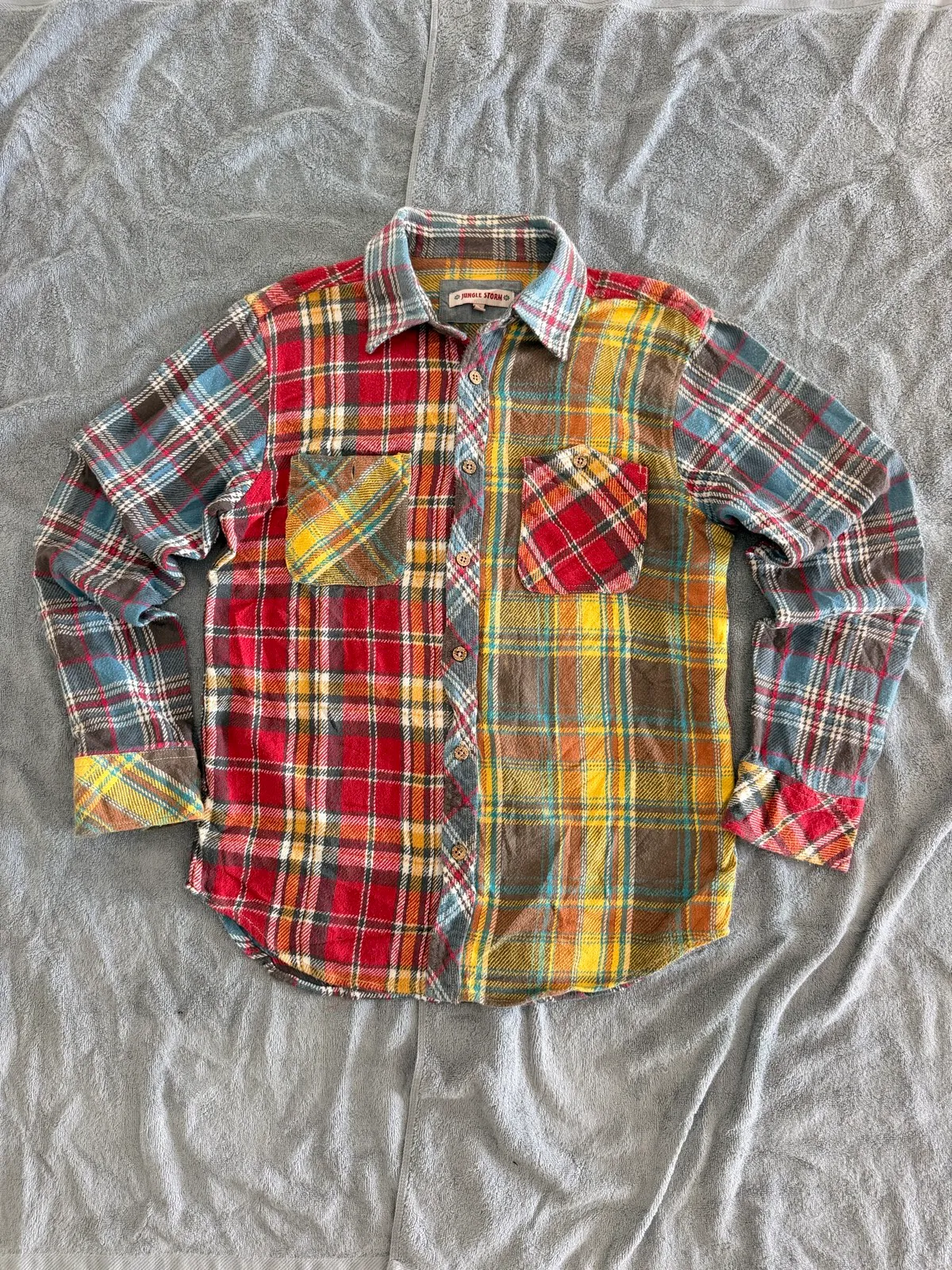Jungle storm Retro Multicolour Patchwork Flannel Shirt