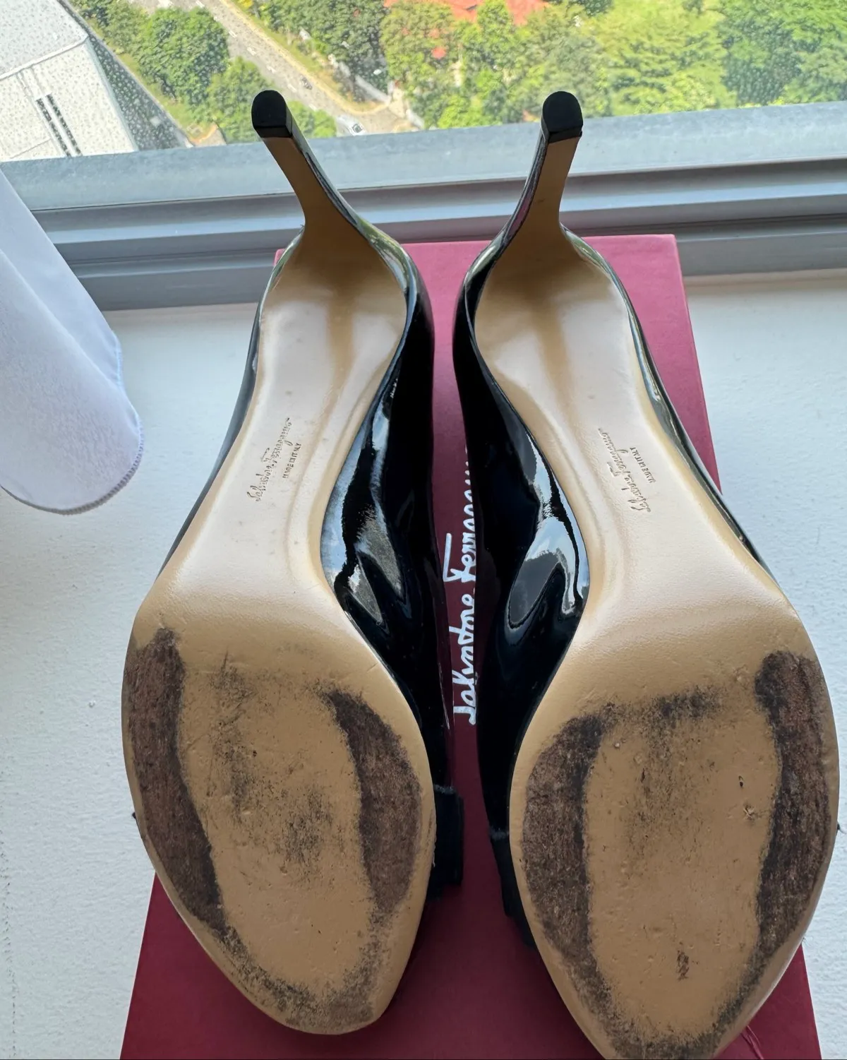 Salvatore Ferragamo Salvatore Ferragamo Patent Peep-Toe Heels - Photo 3