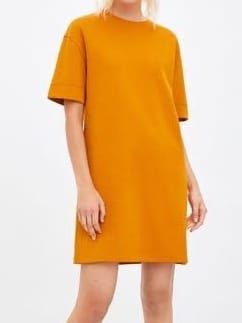 Zara ZARA Oversized Mustard Brown/Pumpkin Orange Minimalist Dress (S)