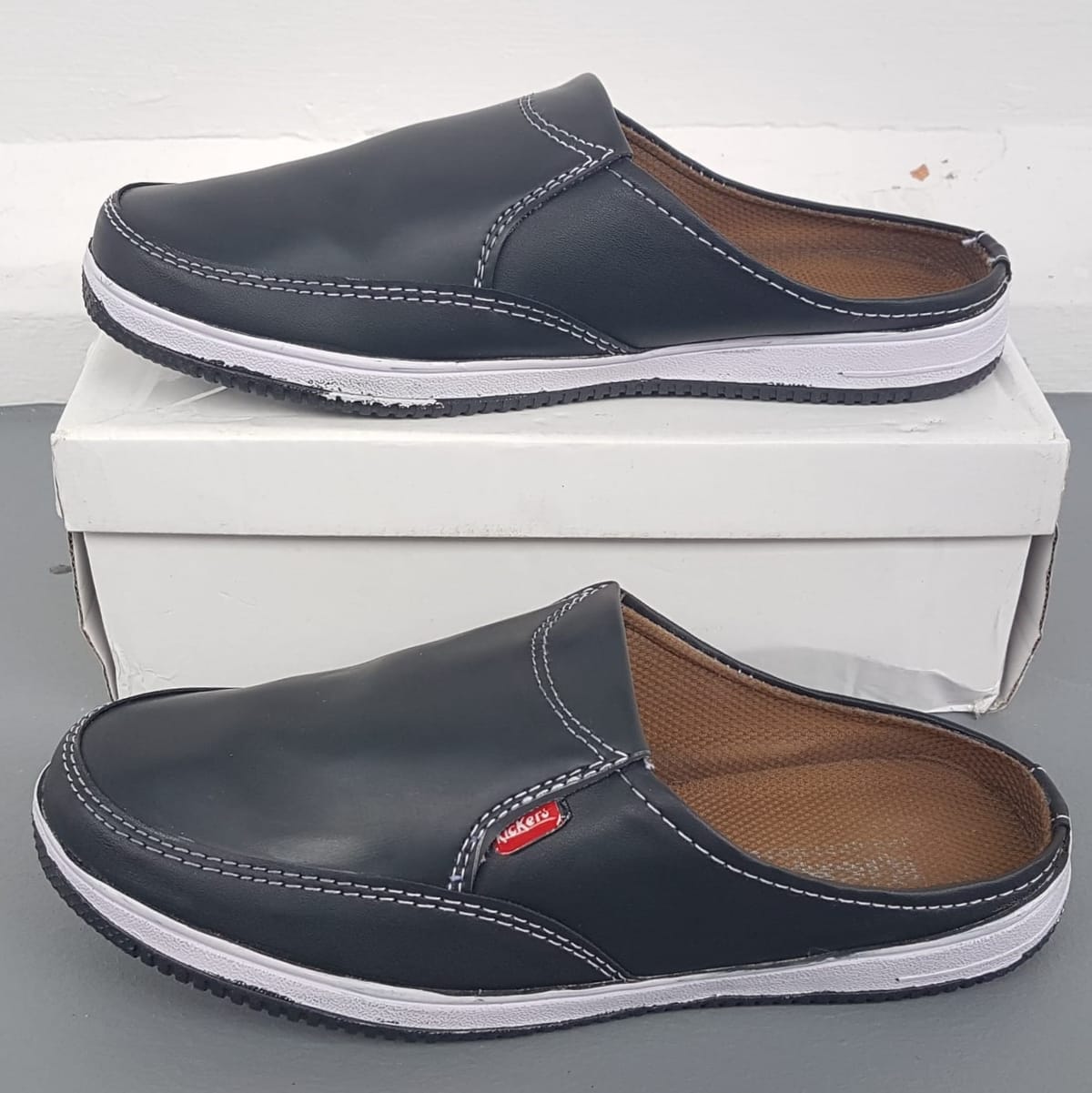 KICKERS Original KICKERS Loafers, FRANCE, Cool Mules, Black Sliders, White Contrast Stitching, Moccasins, Cosmopolitan, EU 42, US 9, UK 8, Continental, Designer Covered Shoes, Comfortable Flat, Slip-On, Urban Style, Timeless Appeal, Pop Culture - Photo 6