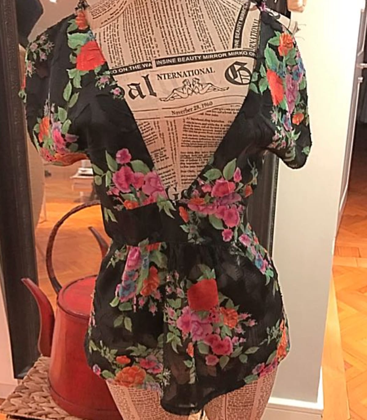 Floral Sheer Black Wrap Top - Alannah Hill Victorian Blouse