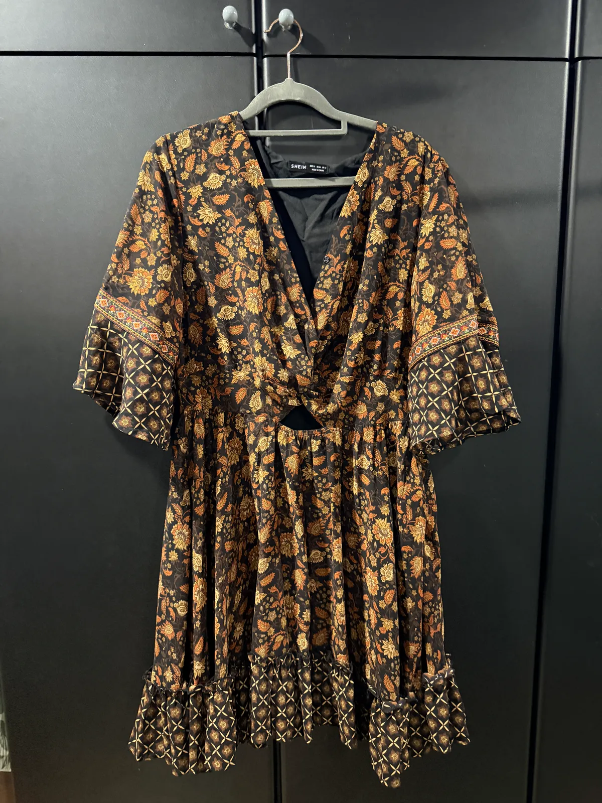 Boho Floral Mini Dress with Cutout