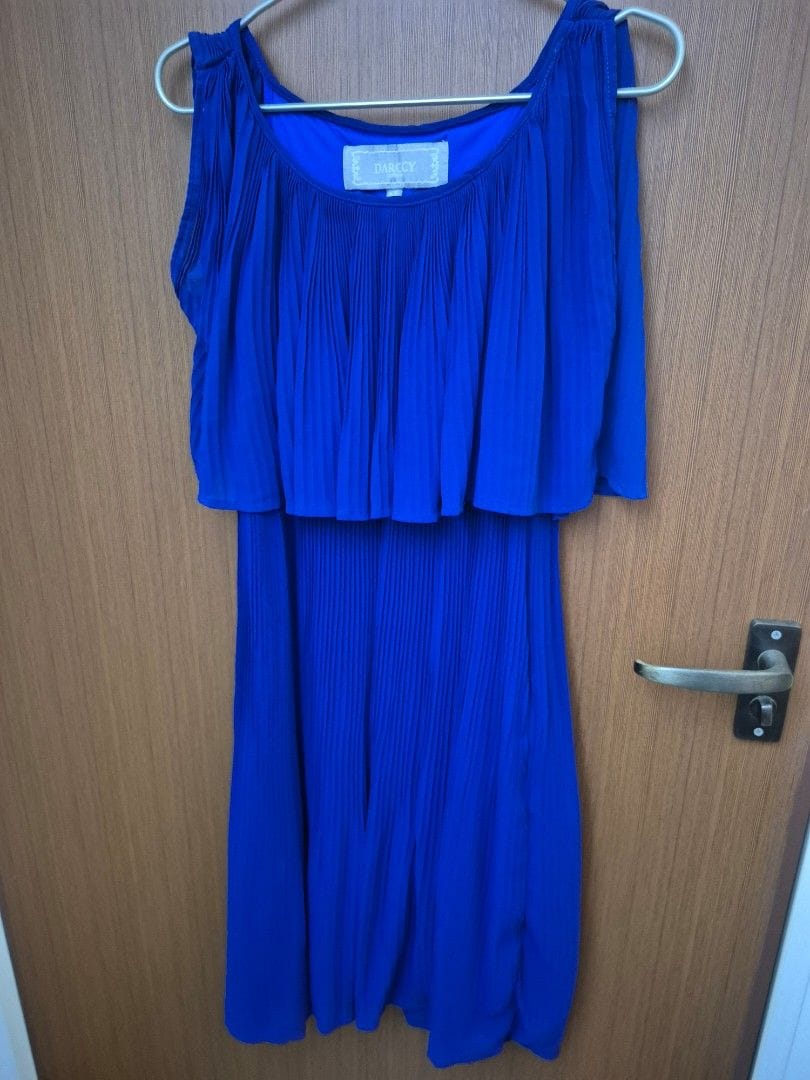 Darcccey London Darcccey London Blue Pleated Cold-Shoulder Dress - XS - Photo 3
