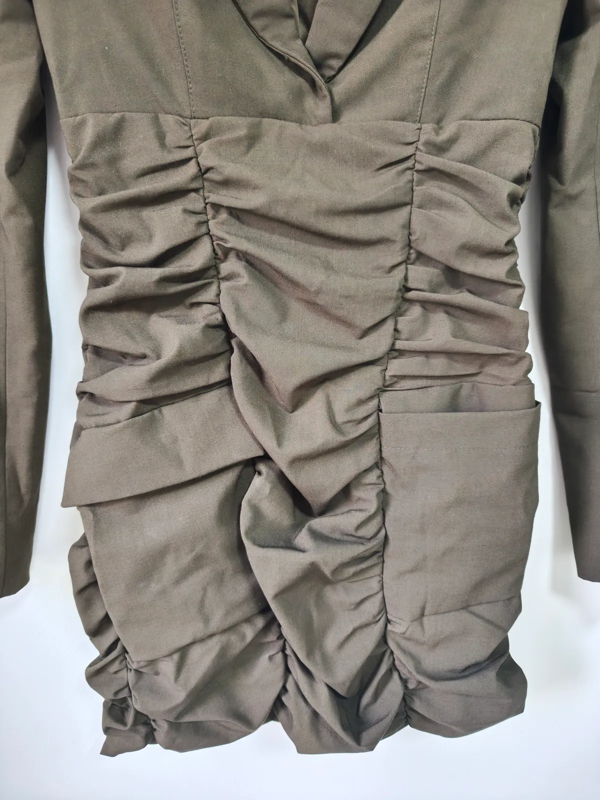 Zara Chic Olive Ruched Blazer Dress - Photo 3