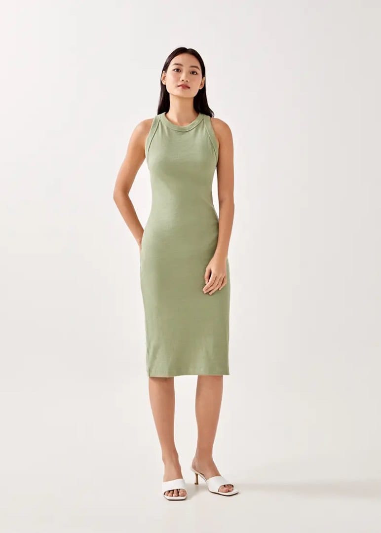 Love, Bonito LoveBonito Ternia Ribbed Bodycon Dress In Sage in Size XS - Photo 2
