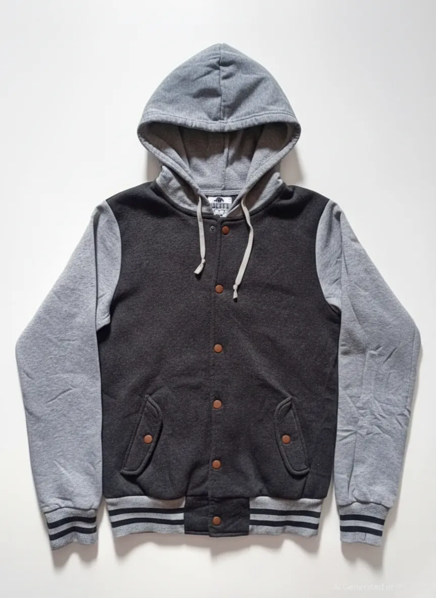 NA Grey Hoodie Jacket Button Outerwear Winter Alcott Unisex