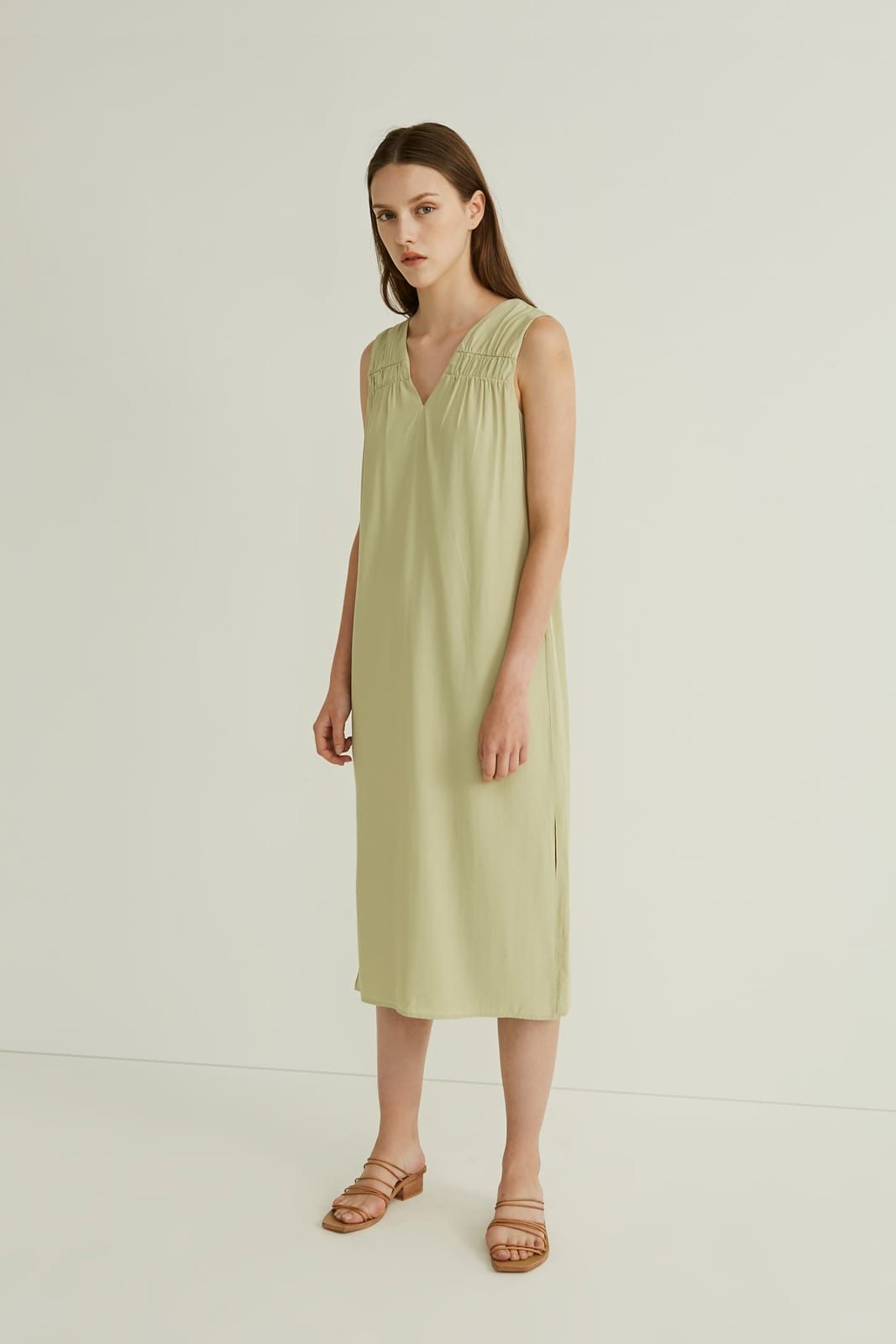 Our Second Nature Our Second Nature OSN Gathered V-Neck Midi Dress - Photo 2