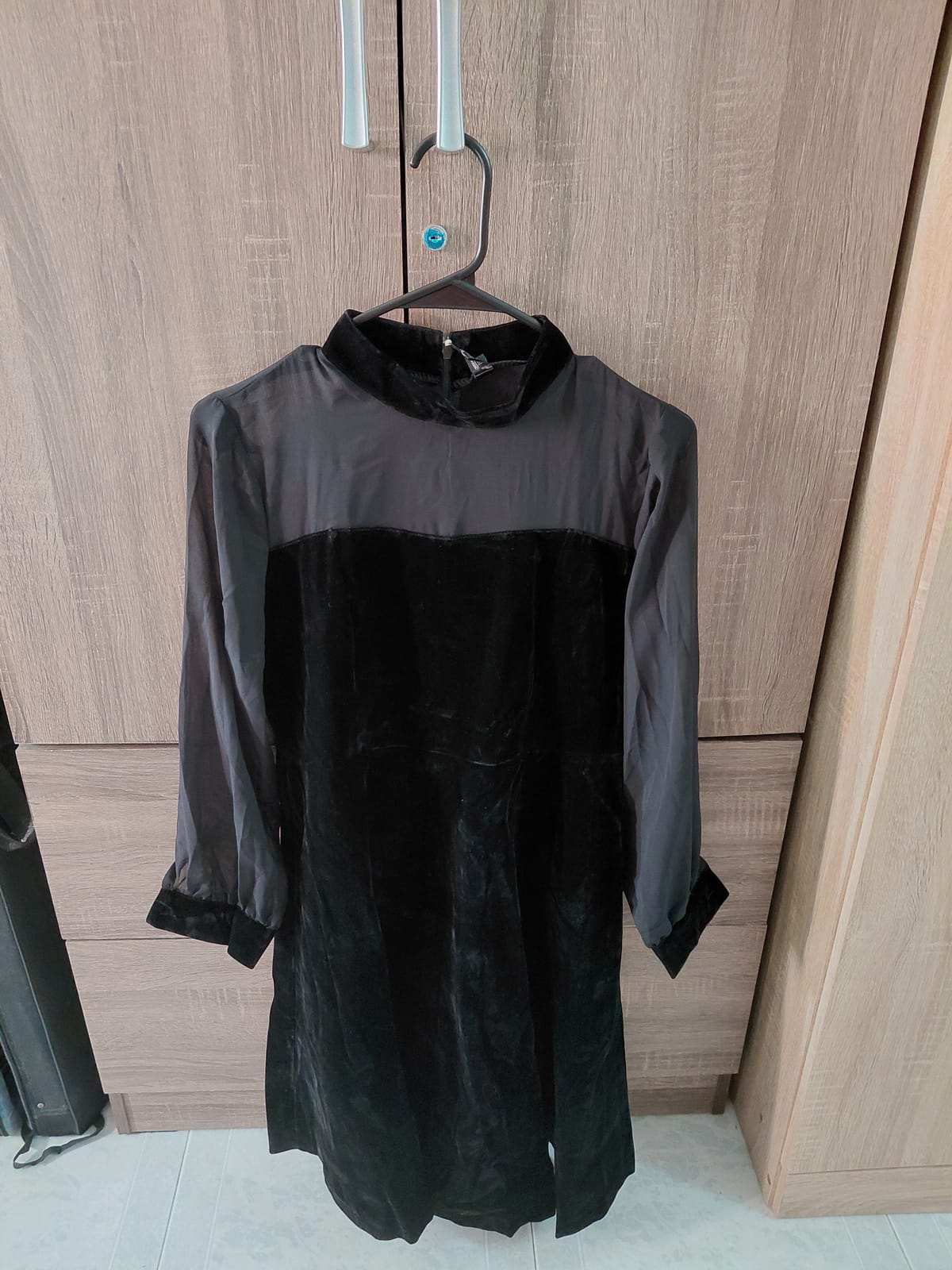 W Fashion Chic Goth Black Synthetic Fur Dress