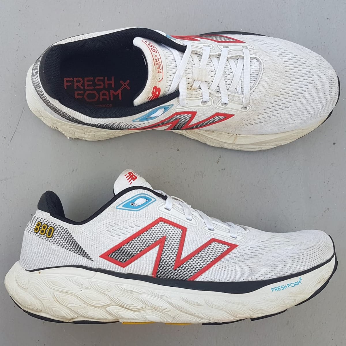 New Balance Original New Balance Running Shoes, Fresh Foam X 880 Model, NB Designer Sneakers, US 10, UK 9.5, EUR 44, CM 28, Cosmopolitan, Roadster, Sleek White, Neo Flame & Black Design, Streetwise, Trainer, Sophistication, Urban Style, Pop Culture, Cult Street Fashion - Photo 6