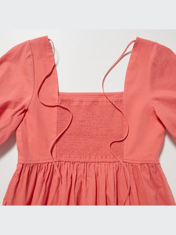 Uniqlo Uniqlo Linen Blend Volume Sleeve Shirring Dress - Black - Photo 7