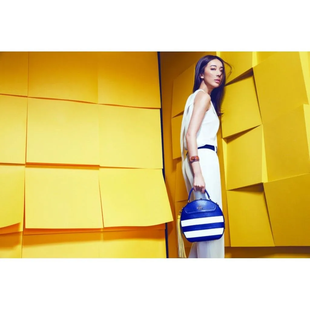 Bonia Bonia Sonia Blue White Stripe Satchel Crossbody Sling Bag Handbag - Photo 4