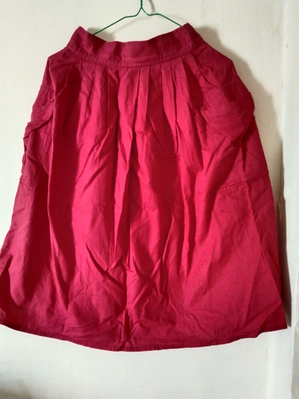 Bright Pink Midi Skirt with Pockets