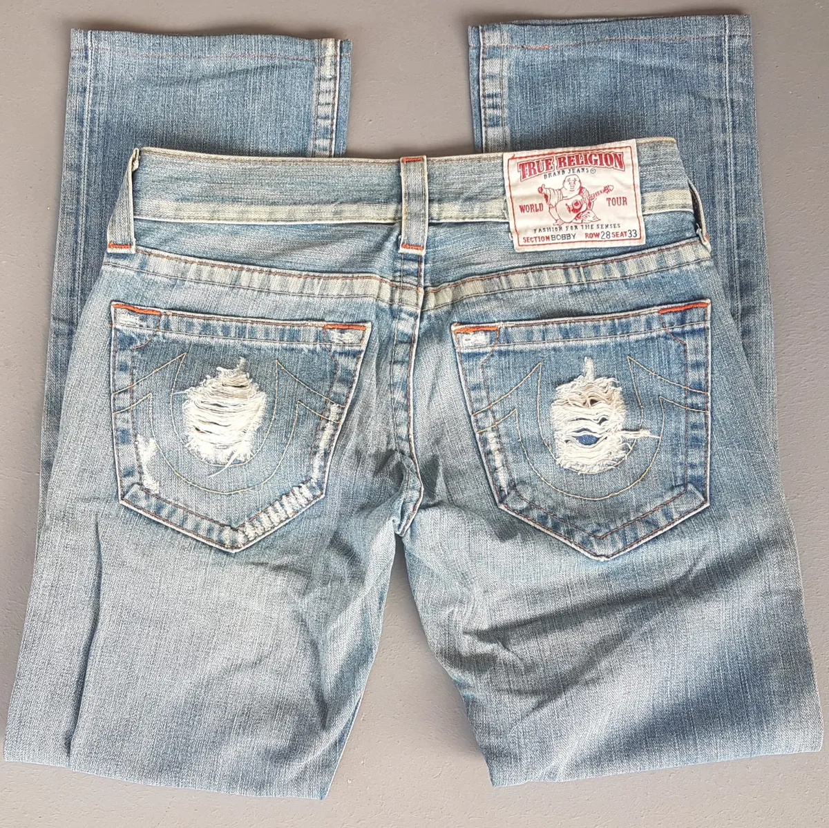 True Religion Retro True Religion Denim Jeans, Made in USA, Size 28, Versatile Bootcut Jeans, Flare Bottoms, Cosmopolitan, Distressed Design, Seasoned Look, Sophistication, Nostalgic Appeal, Vintage Pants, Timeless Classic, Luxury Living, Cult Street Fashion, Roadster - Photo 8