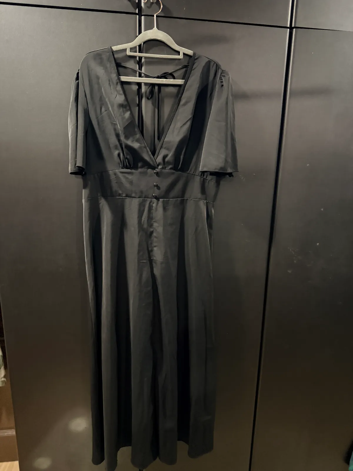 Chic Black Maxi Dress with Deep V-Neck