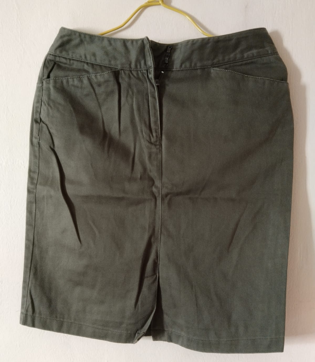Minimalist Olive Green Pencil Skirt