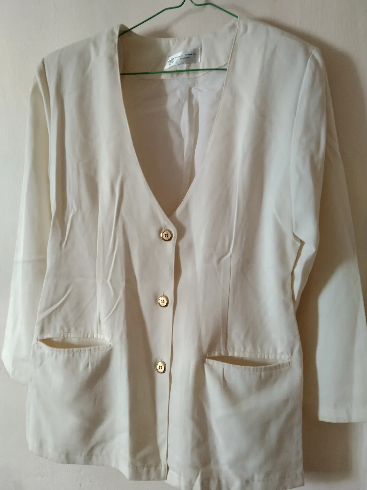 Chic White Blazer with Gold Buttons