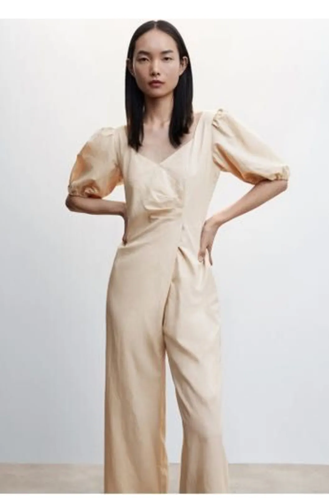 Mango Mango Puff Sleeve Jumpsuit