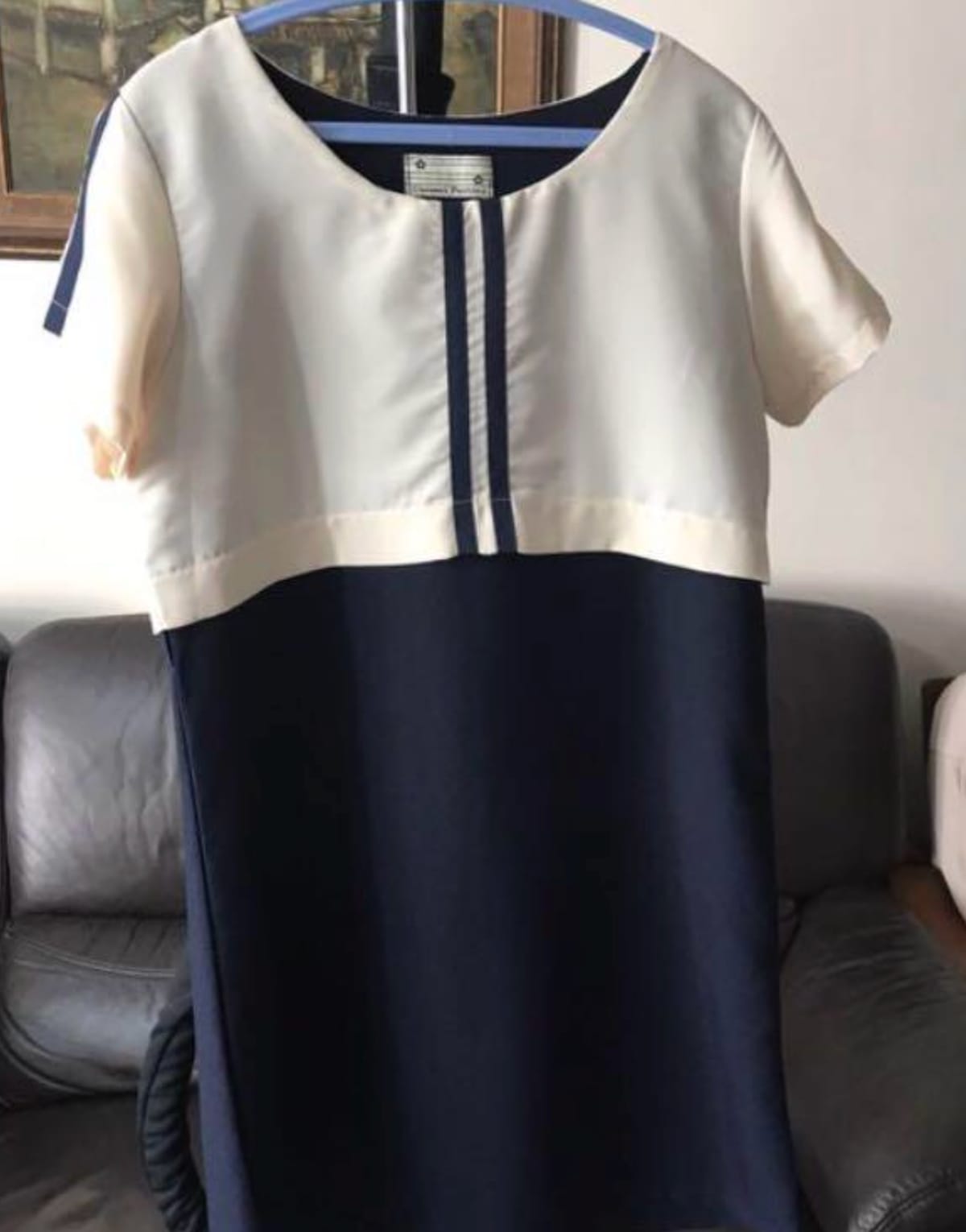 Chic Navy & Cream Colour Block Dress