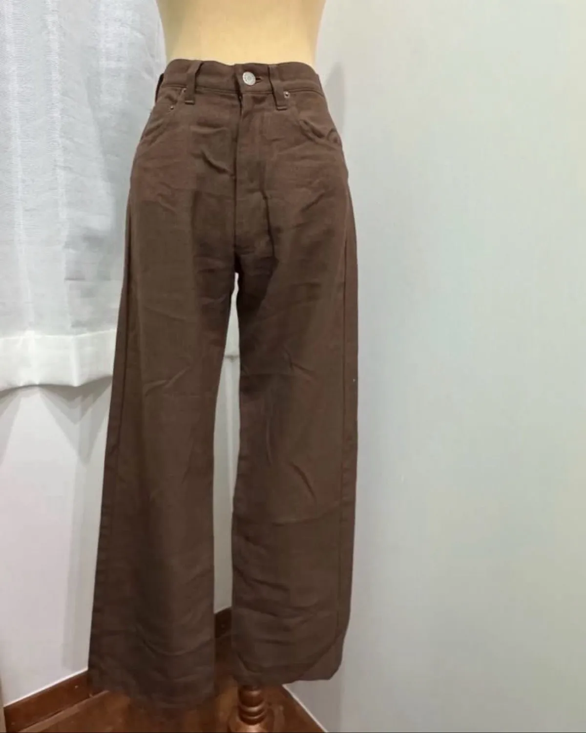 East Boy Chic Vintage High Waist Brown Boyfriend Trousers