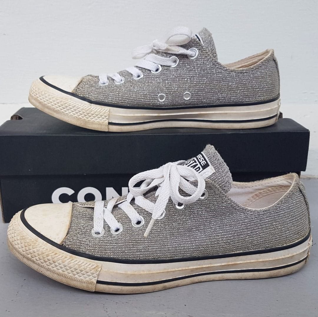 CONVERSE Original Converse All Star Sneakers, Cosmopolitan, Classic Silver Shoes, US 7, UK 5, EU 37.5, CM 24, Sleek Model, Sophistication, Old Skool Design, Urban Style, Pop Culture, Hip Hop, Rock Star, Cult Street Fashion, Surf, Skate, Stunt, Streetwise - Photo 8