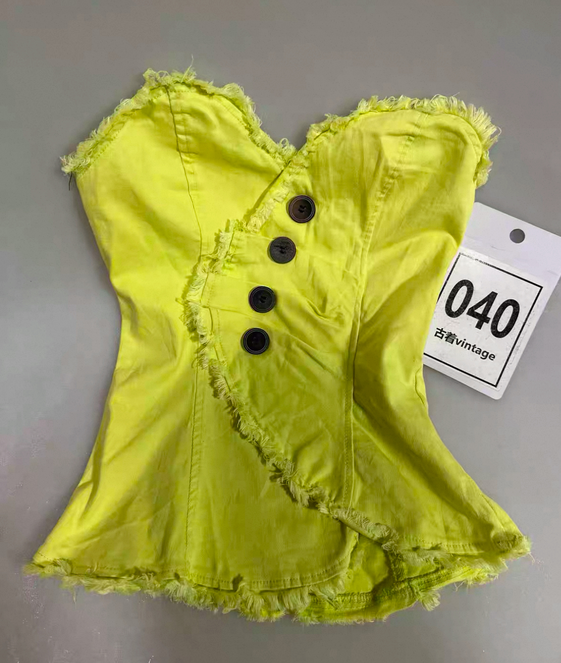 Edgy Neon Yellow Frayed Tube Top