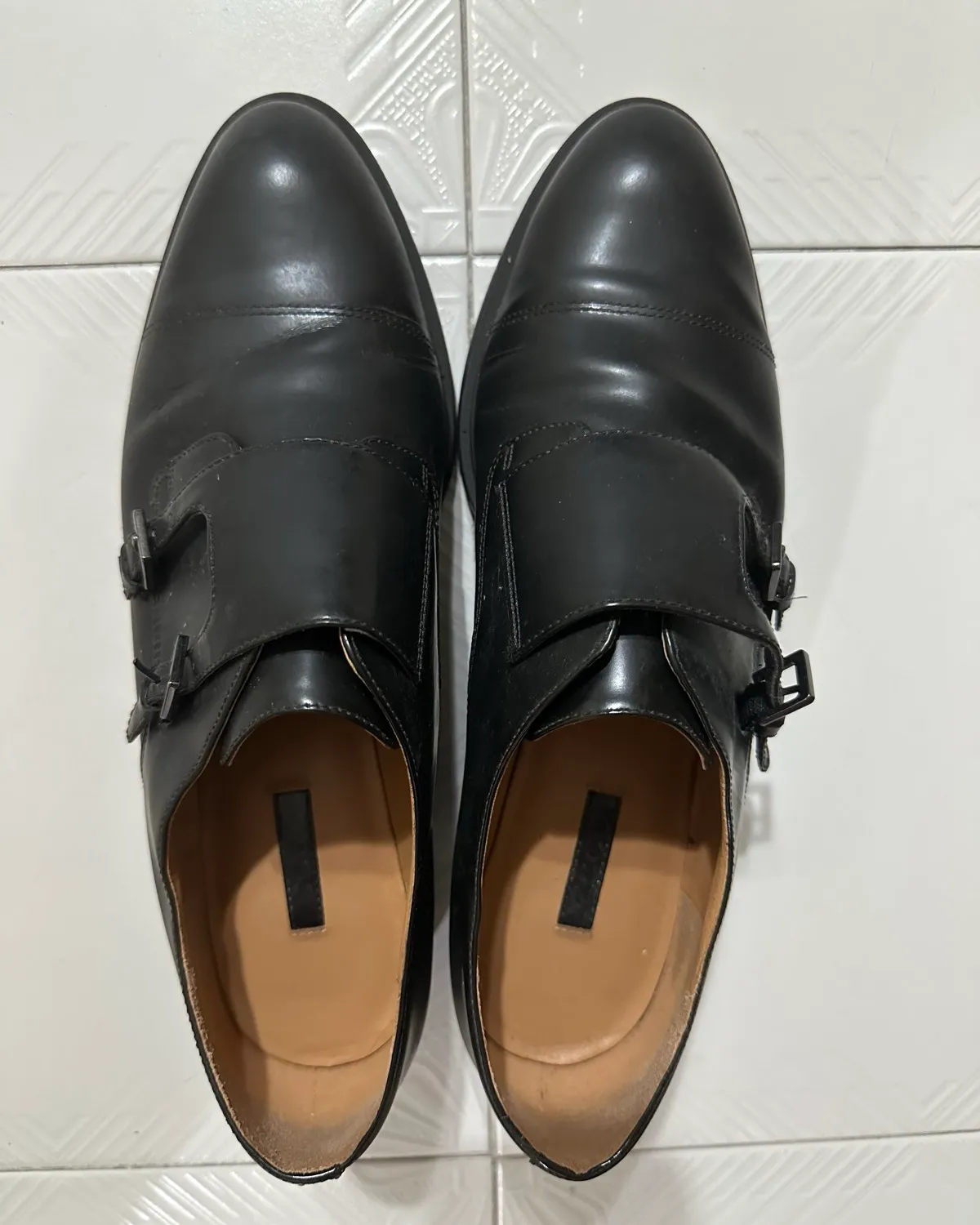 ECCO ECCO Sleek Black Monk Strap Leather Shoes