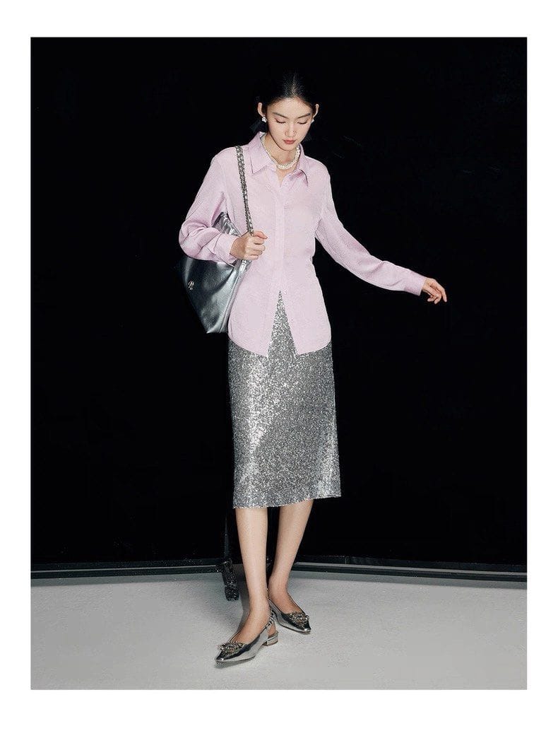 Mandy Zhang Sequined Skirt with High Waist and Hip Covering - Photo 9