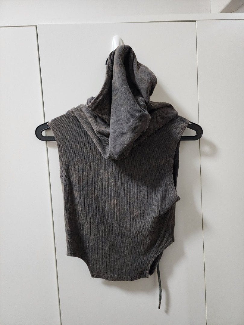 The Tinsel Rack Y2K Grey Acid Wash Hoodie Zip-Up Top (XS) | The Tinsel Rack - Photo 2