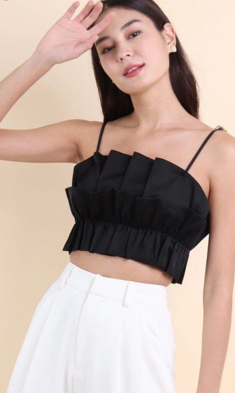 Neonmello Genesis Padded Ruffles Top (Black)
